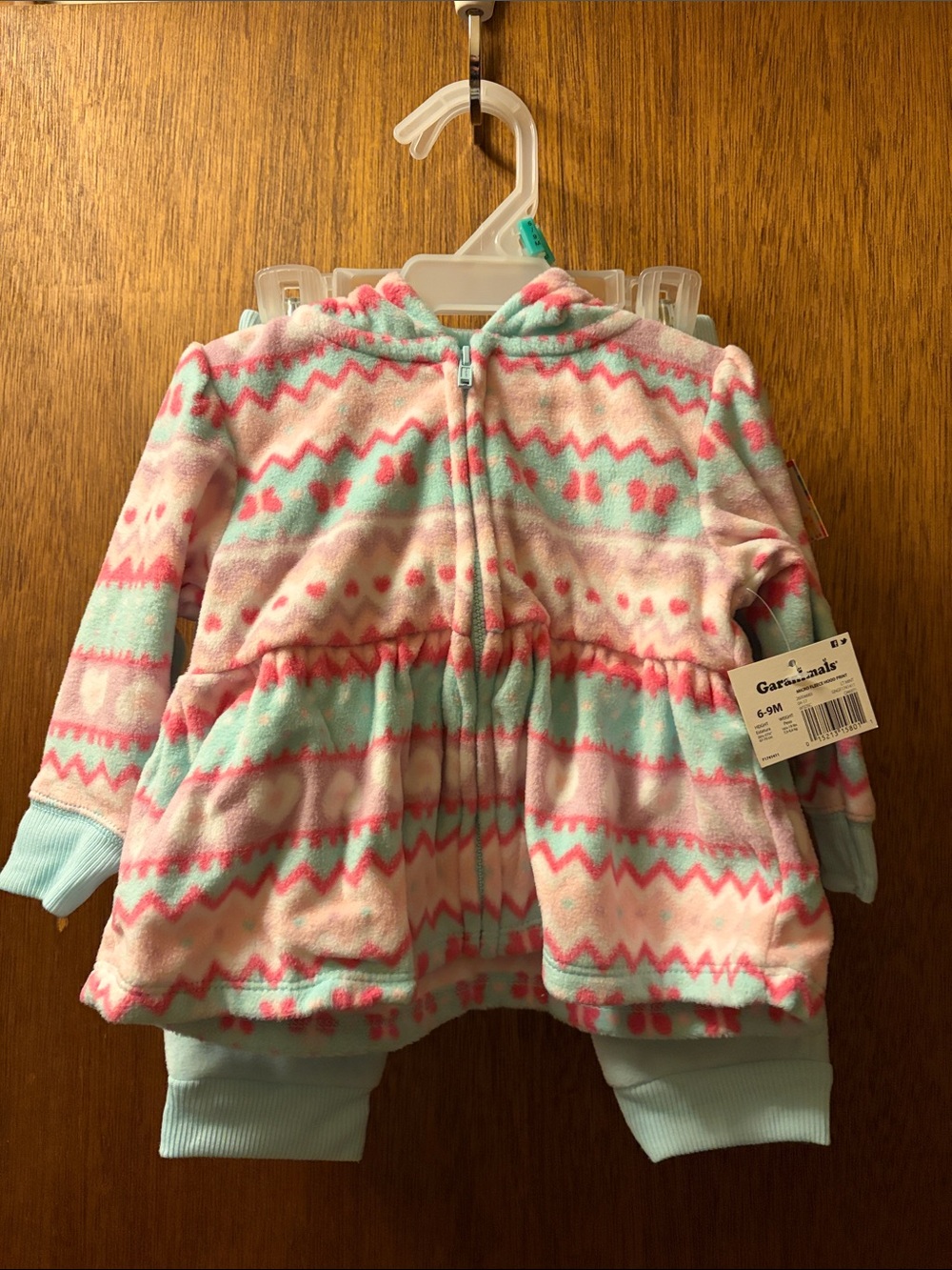Garanimals Mint, Pink & White Fleece Hooded Jacket